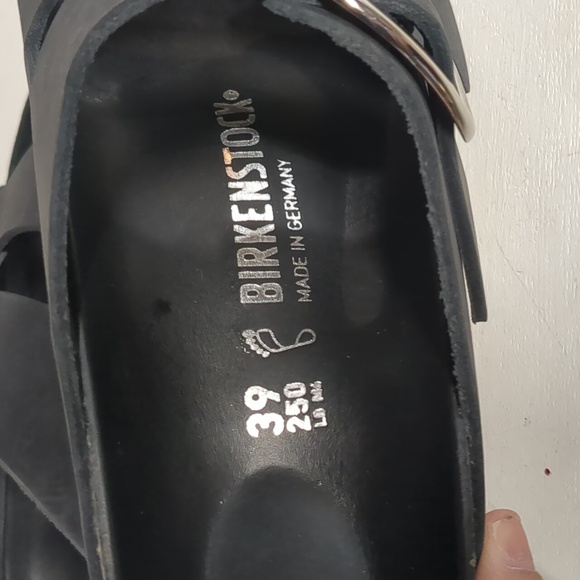 Birkenstock Black Leather Arizona Big Buckle Slide Sandal EU 39, U.S. 8/8.5 EUC - Picture 2 of 10
